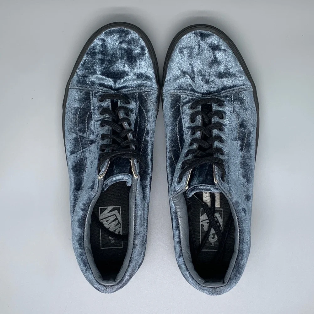 Vans Old Skool Crushed Velvet Navy Blue‎ Skate Shoes Men’s Sz 9.5 Women’s Sz 11